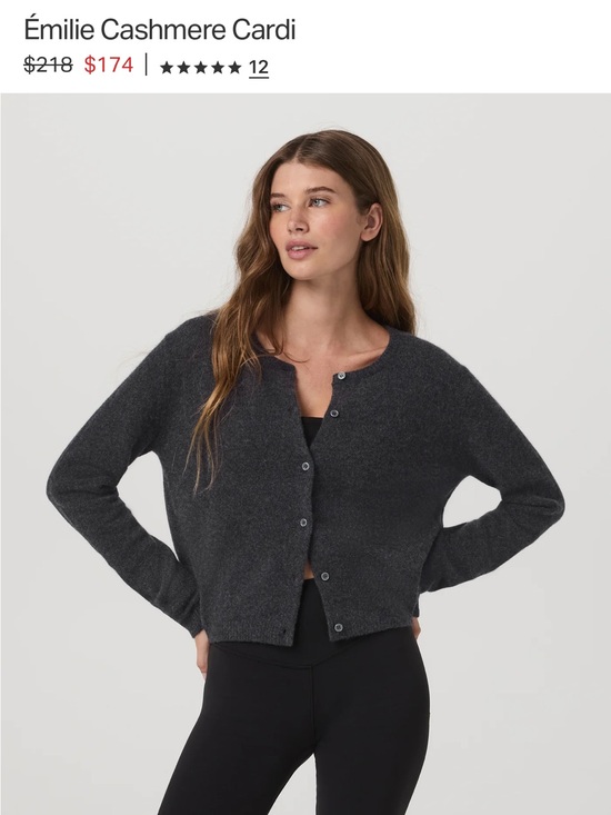Vuori Sweaters - Vuori Charcoal Heather Cashmere Cardigan